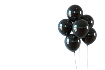 3D Render of a Black Balloon – Isolated on Transparent Background