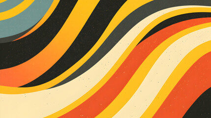 Groovy Retro Waves, A Nostalgic 70s-Inspired Abstract Pattern with Earthy Tones and Organic Curves for Vintage Design Projects and Psychedelic Art