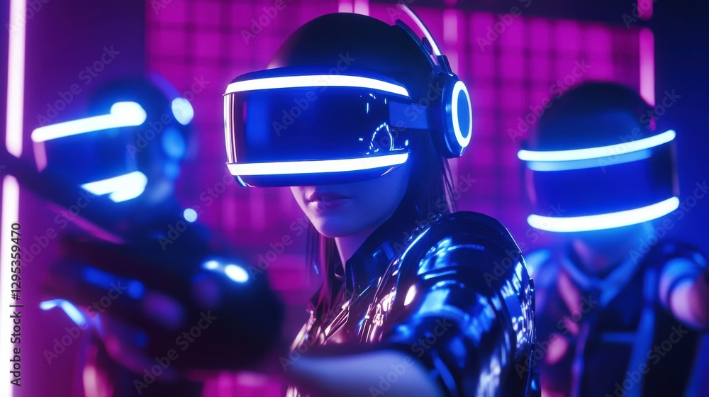 Poster players interacting in a hyper-realistic virtual reality setting