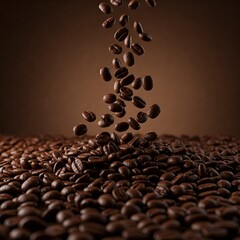 Roasted Coffee Beans Falling onto a Pile – Rich Aroma and Deep Flavor