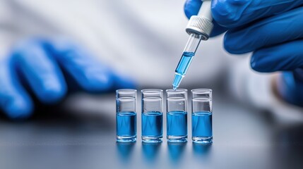 Scientist in laboratory holding syringe with focused expression while conducting important research experiment
