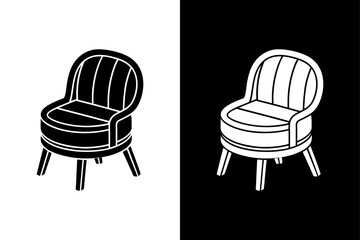 Barrel Chair Icon Sleek Silhouette Vector Design