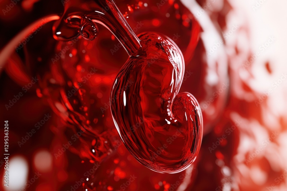 Poster red color splashing background with close-up focus on a human figure and kidney shape