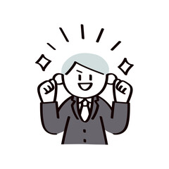 ガッツポーズするビジネスマンのイラスト