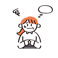 不安なビジネスウーマンのイラスト