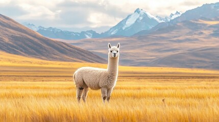 Fototapeta premium Alpaca in Mountain Meadow