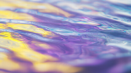 Abstract vibrant texture of rippling waves in purple and yellow, creating a smooth and fluid artistic pattern.