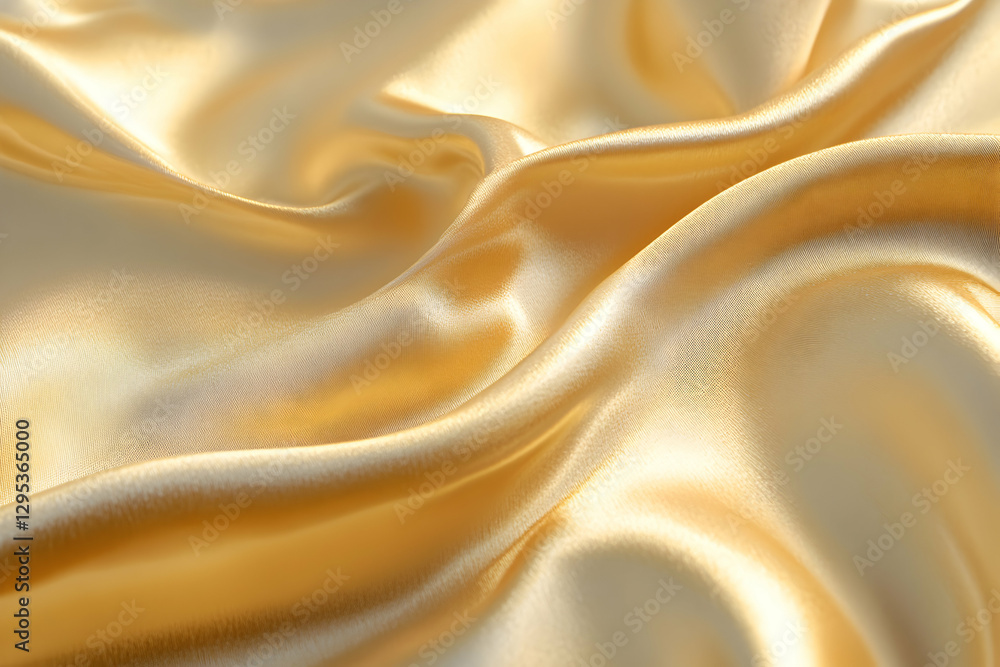 Poster luxurious gold silk fabric texture for backgrounds and design projects, seamless waves and smooth fo