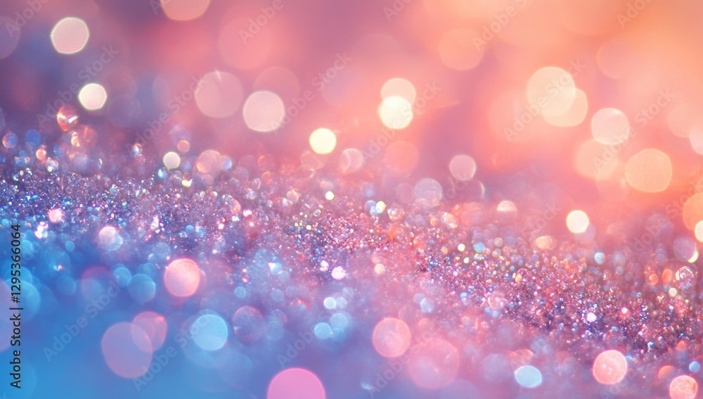 Poster abstract bokeh background with shimmering sparkles in soft pinks and blues