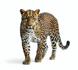 Naklejka premium Majestic Leopard Portrait, A Striking Depiction of Wild Beauty and Power in Pristine Detail, Showcasing the Feline's Intricate Spots and Intense Gaze