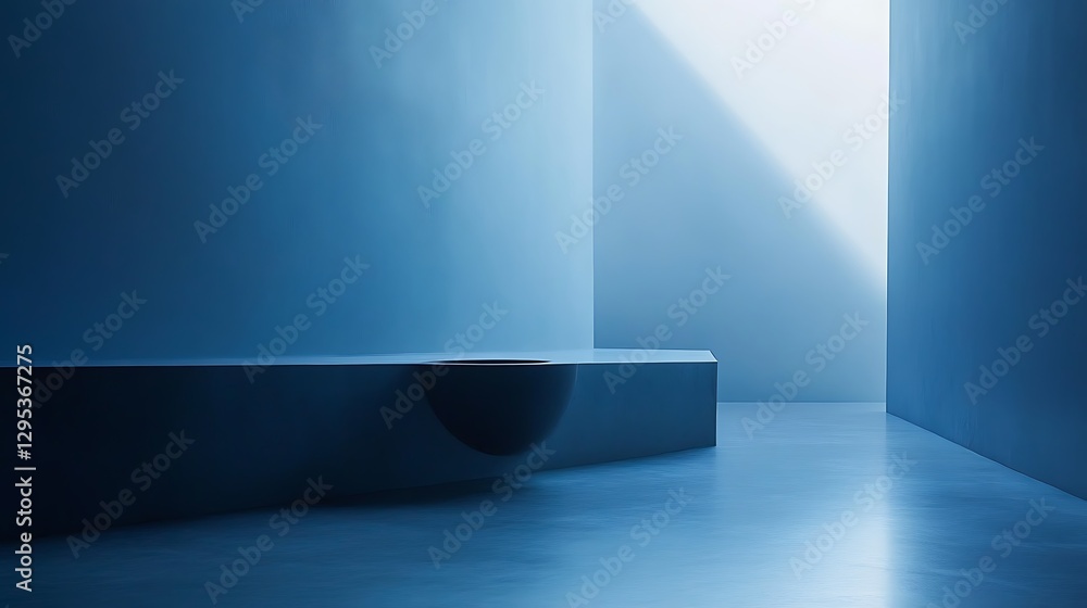 Poster a minimalistic scene with a modern architectural design inside