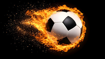 Naklejka premium burning soccer ball reaching goal