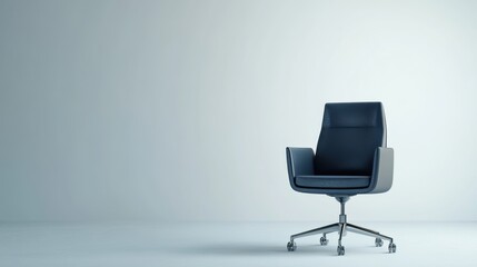 Executive departures with an office chair slightly tilted. Featuring career shift and leadership transition