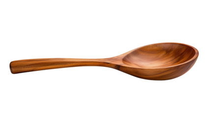 Wooden spoon with handle, rustic kitchen utensil for cooking and serving 