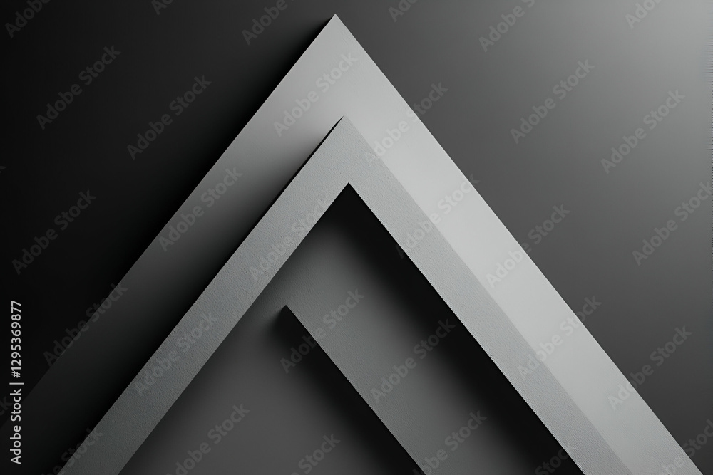 Poster monochromatic ascent, a geometric composition in shades of gray, showcasing layered triangular forms