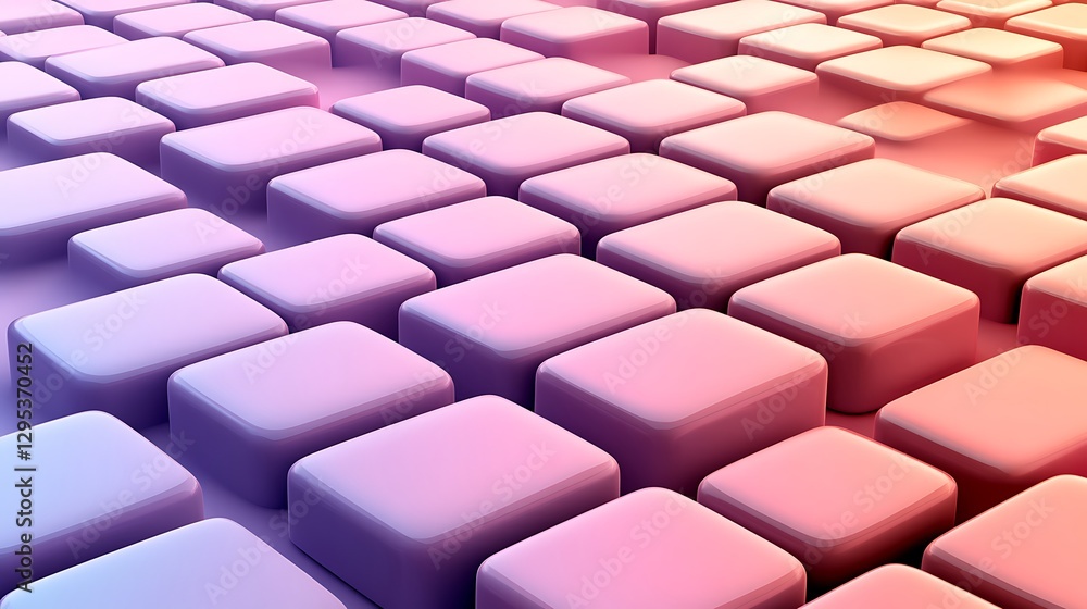 Poster a gradient abstract composition featuring uniformly arranged colorful cubes