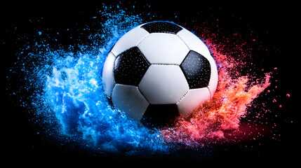 Fototapeta premium burning soccer ball reaching goal