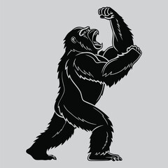 a gorilla beating its chest silhouette vector design art and illustration