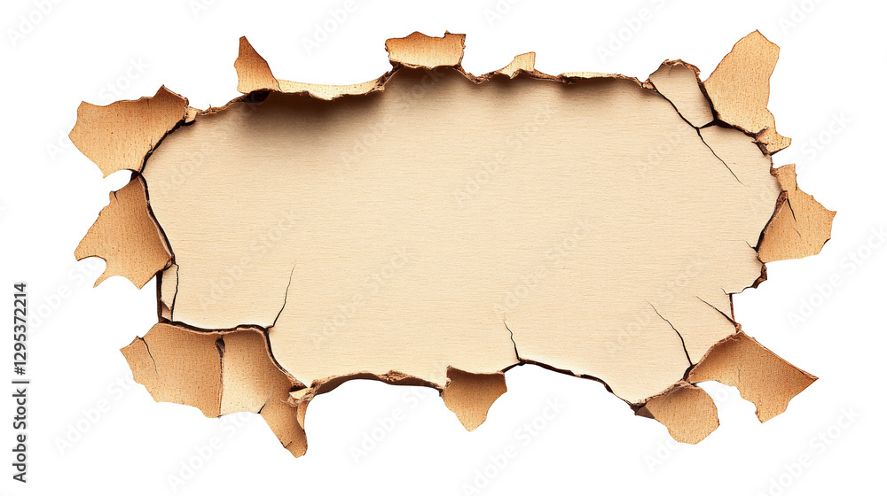 Poster torn paper with hole, abstract minimalist background texture for design