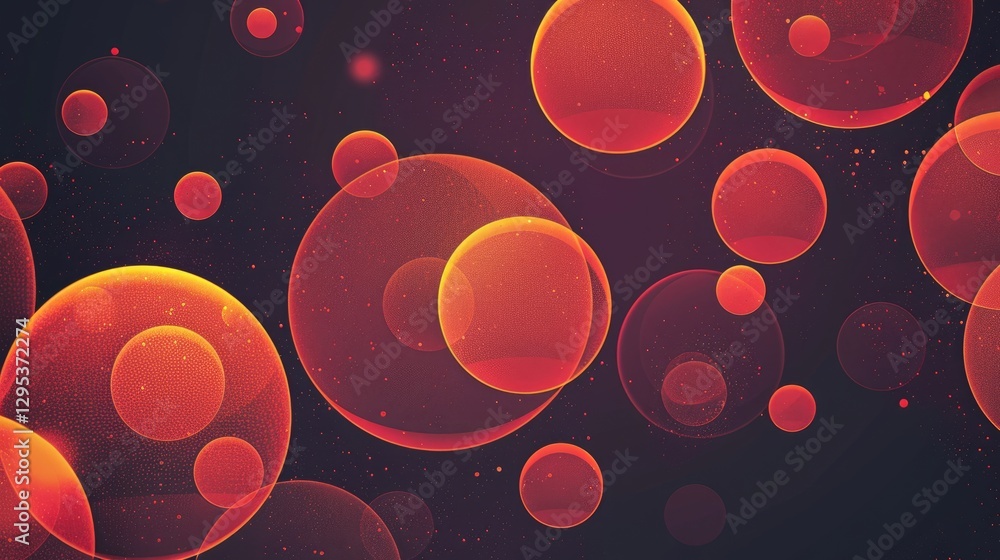 Poster 3d abstract red and orange circular shapes on a dark background. background image of 3d rendering ar