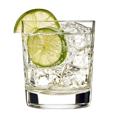 glass of gin and tonic isolated on white or transparent background 