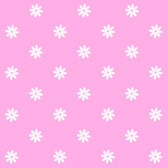 Abstract seamless pattern with flowers. Retro checkered pink background. 