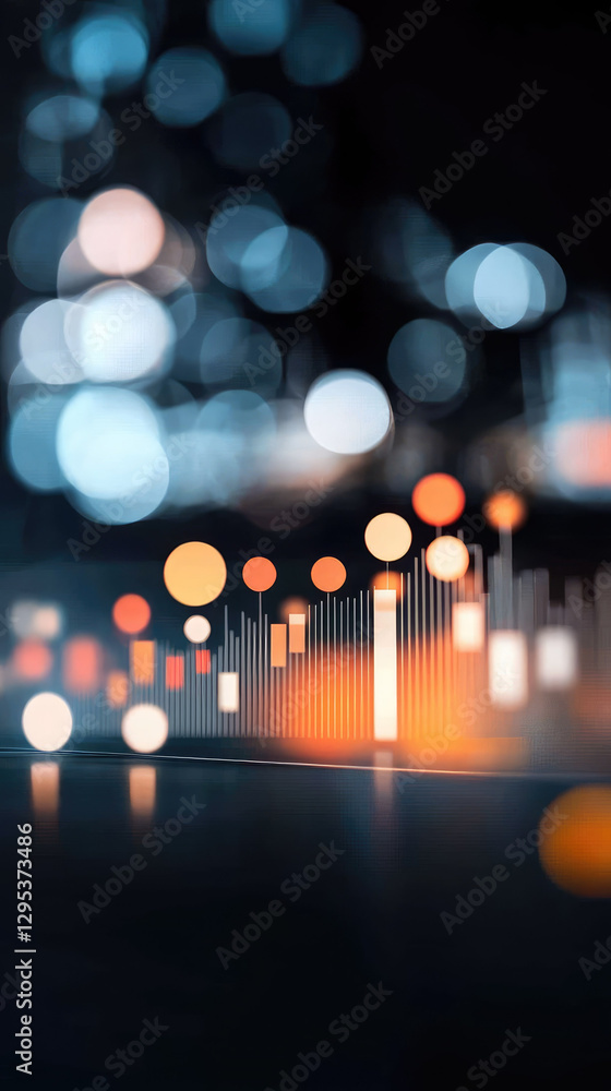 Aufkleber abstract glowing bokeh with graph overlay , vertical video