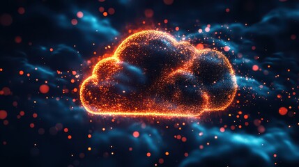 Obraz premium Futuristic quantum computing security system protecting cloud networks, advanced cyber defense