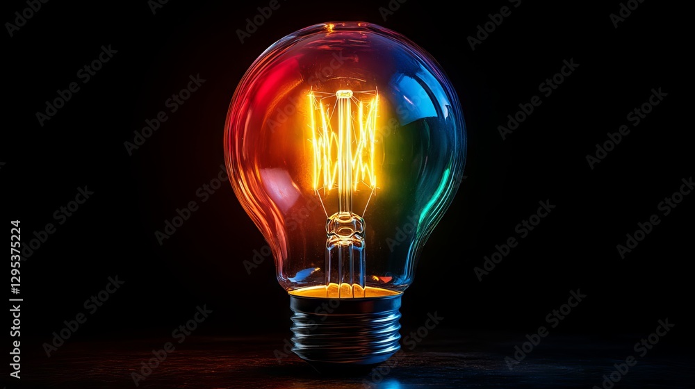 Poster creative concept of innovation and problem-solving with a glowing light bulb inside a crumpled yello