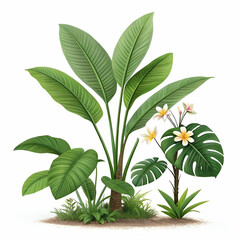 Front view of a minimal tropical plant composition.
