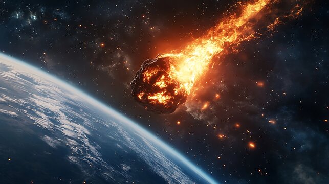 Massive Asteroid Exploding above Earth / 地球の上空で爆発する巨大な小惑星
