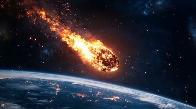 Meteor Strike over Earth Landscape / 地球の風景に衝突する隕石