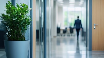 Executive departures with an office door slightly ajar. Featuring leadership change and career transition