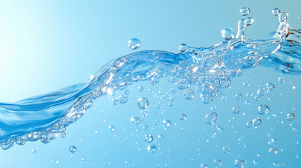 アクアブルーの水中に広がるバブル.