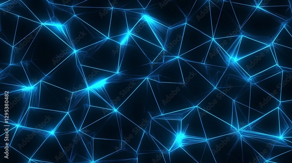 Poster abstract blue network lines connecting on a dark background high tech art