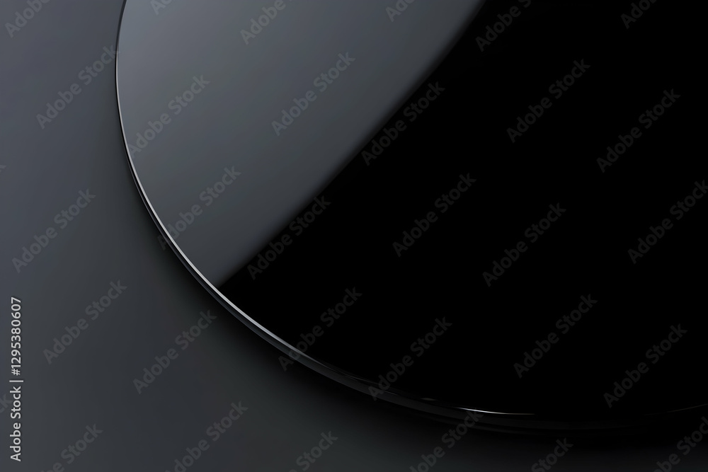 Poster sleek minimalist backdrop with circular black glossy panel for modern tech and design projects, idea