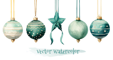 Watercolor Christmas decoration ball vector illustration, watercolor vector illustration,New Year, Easter