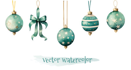 Watercolor Christmas decoration ball vector illustration, watercolor vector illustration,New Year, Easter