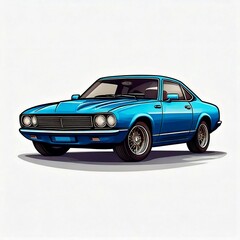 Naklejka premium vintage car on a blue background