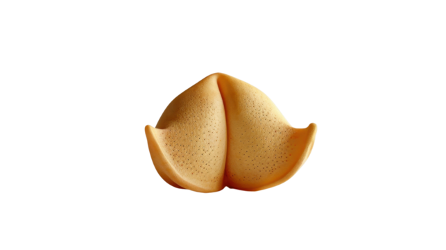 Fortune cookie floating on transparent background, ready to reveal message