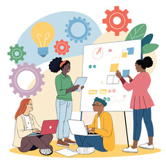 young couple in cafe vector 