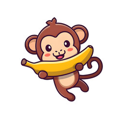 Fototapeta premium Cute Monkey with Banana
