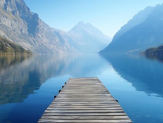 Fototapeta premium Serene Mountain Lake Dock