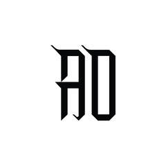 AO monogram logo design letter text name symbol monochrome logotype alphabet character simple logo