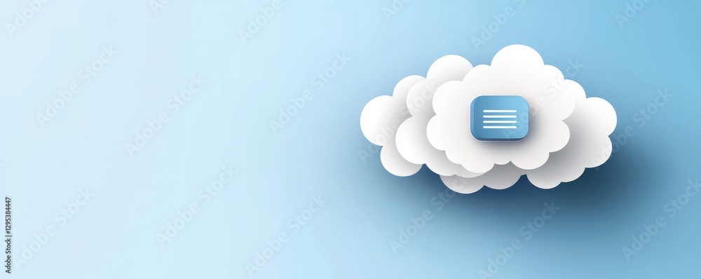Poster clouds with a blue background and an icon symbolizing data storage.