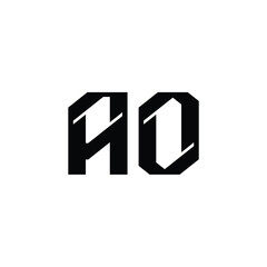 AO monogram logo design letter text name symbol monochrome logotype alphabet character simple logo