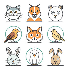 Fototapeta premium set of funny cartoon animals