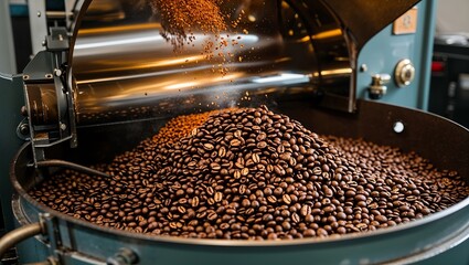 Slow Roasting Coffee Beans in a Traditional Roastery for Deep Flavor and Aroma
