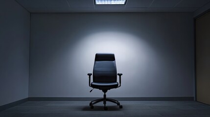 Executive departures with an office space with the lights turned off. Featuring leadership change and career transition