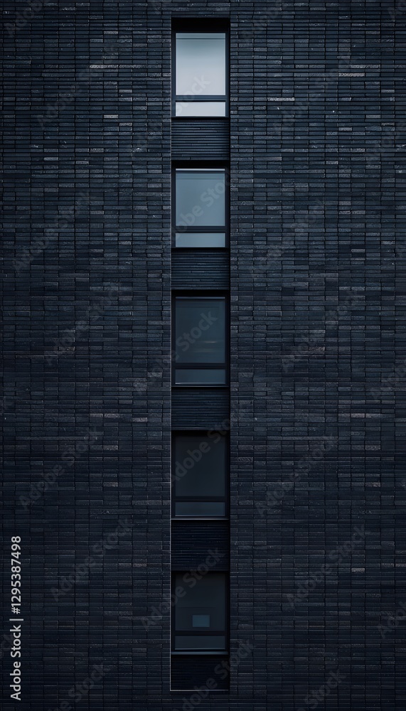 Poster black brick facade with vertical window alignment architecture